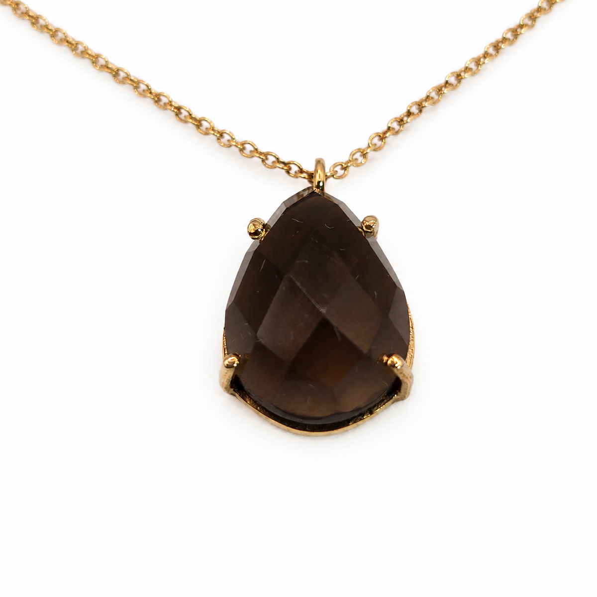 Damen Kette Anhänger Rauchquarz Silber vergoldet Detail