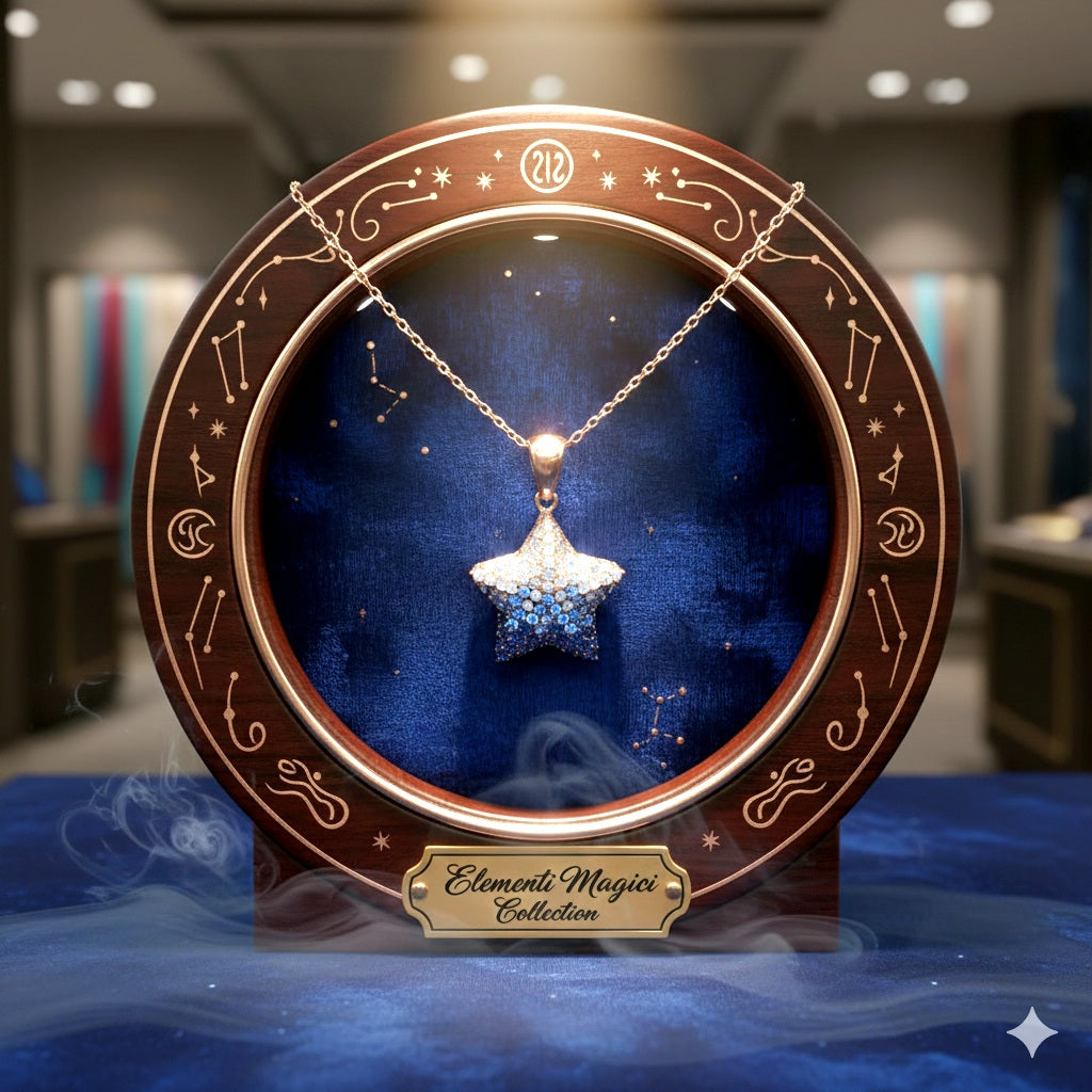 Damen Kette mit Anhänger Stern weiß bis blau Zirkonia in Rosegold Vinczenca und DAVUTA