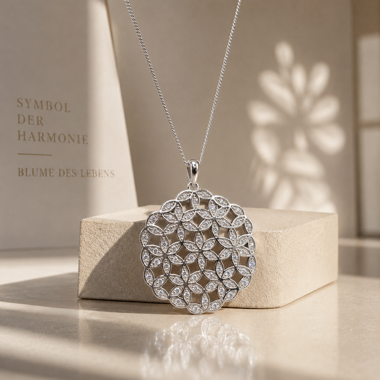 Damen Kette Blume des Lebens Silber mit Zirkonia by DAVUTA