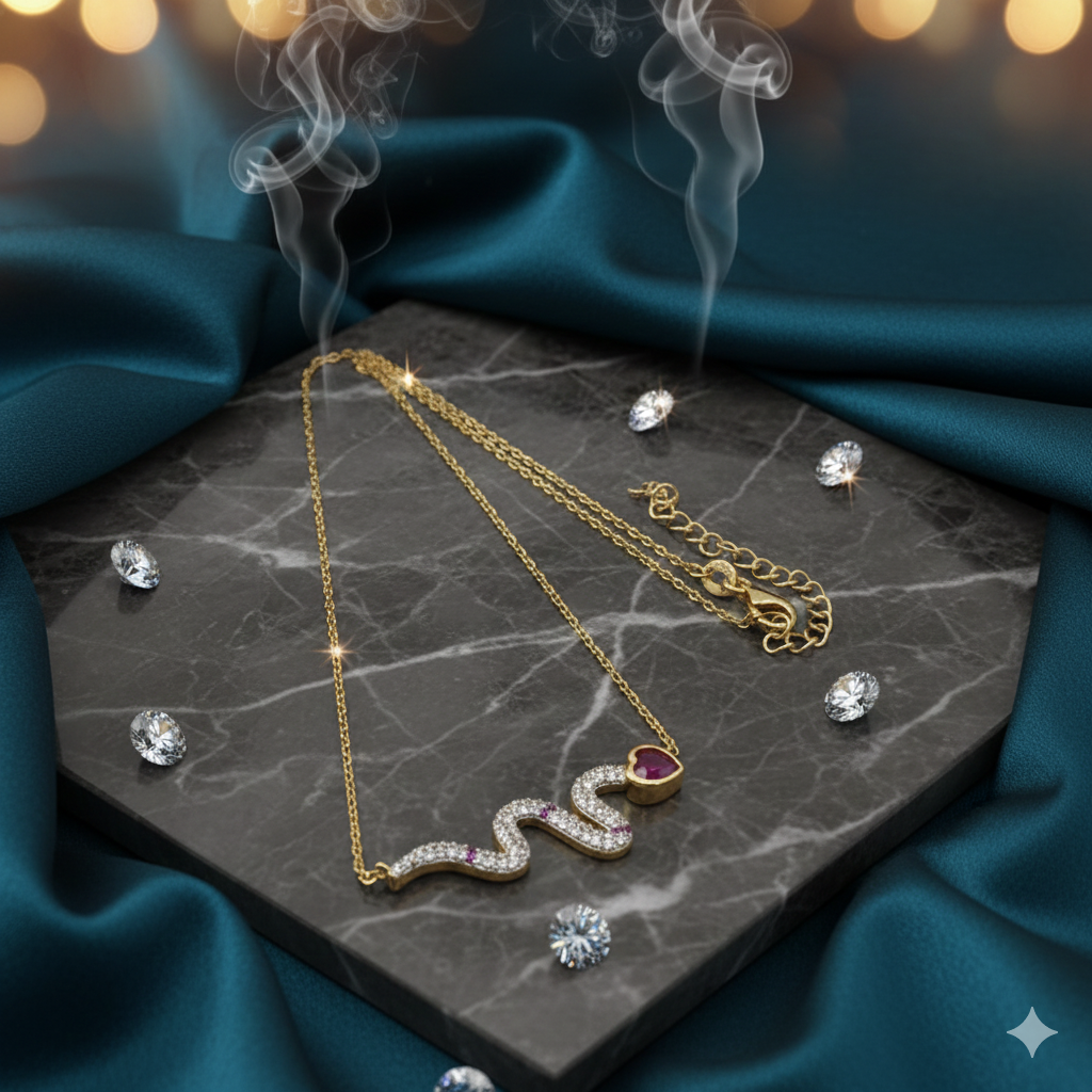 Damen Collier Kette Schlange mit Zirkonia 925er Silber vergoldet DAVUTA Vinczenza