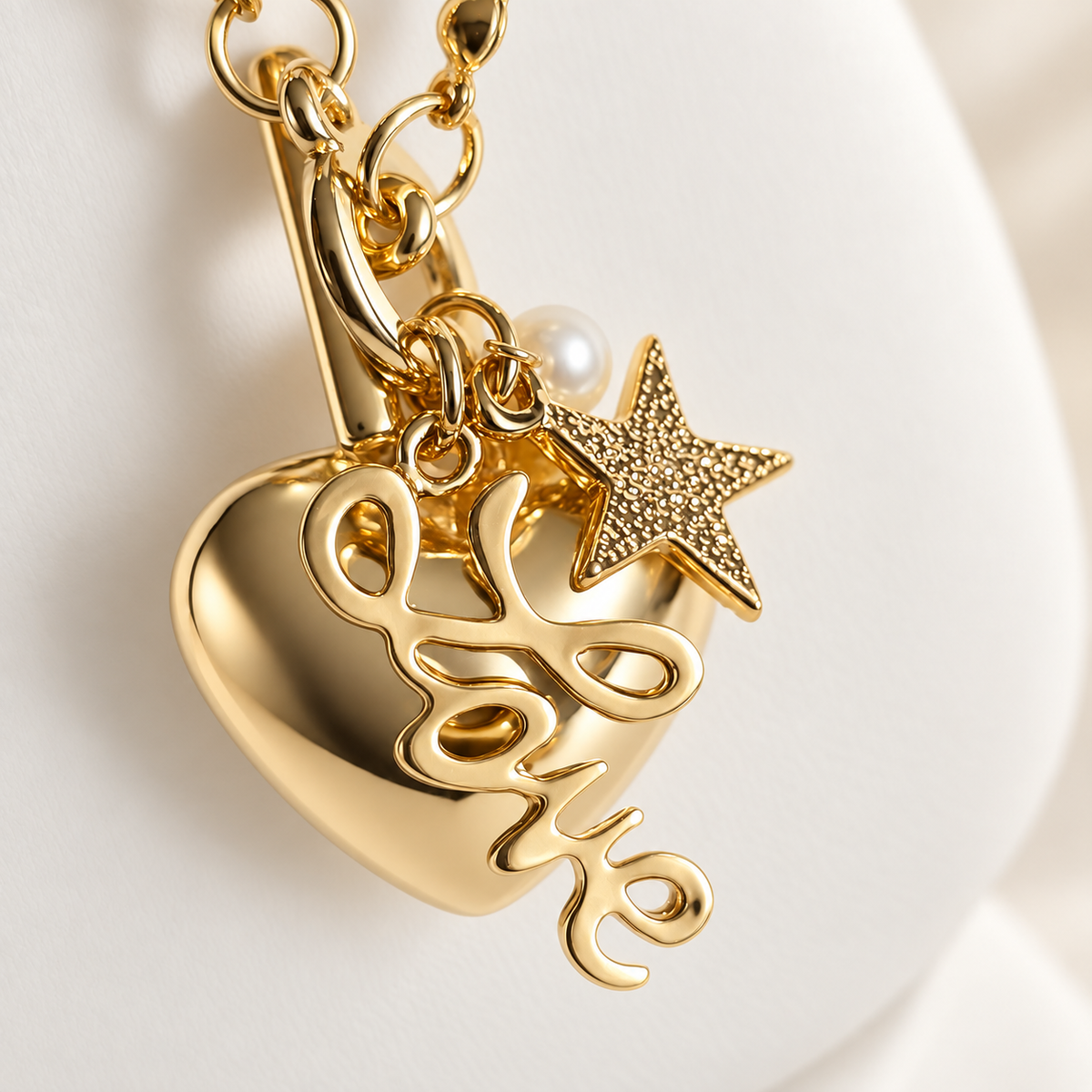 Damen Kette Herz Kugelkette Modeschmuck DAVUTA Detail Anhänger
