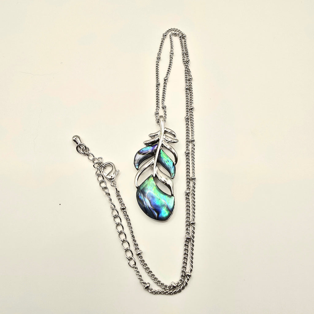 Damen Kette Messing silberfarben Abalone liegend
