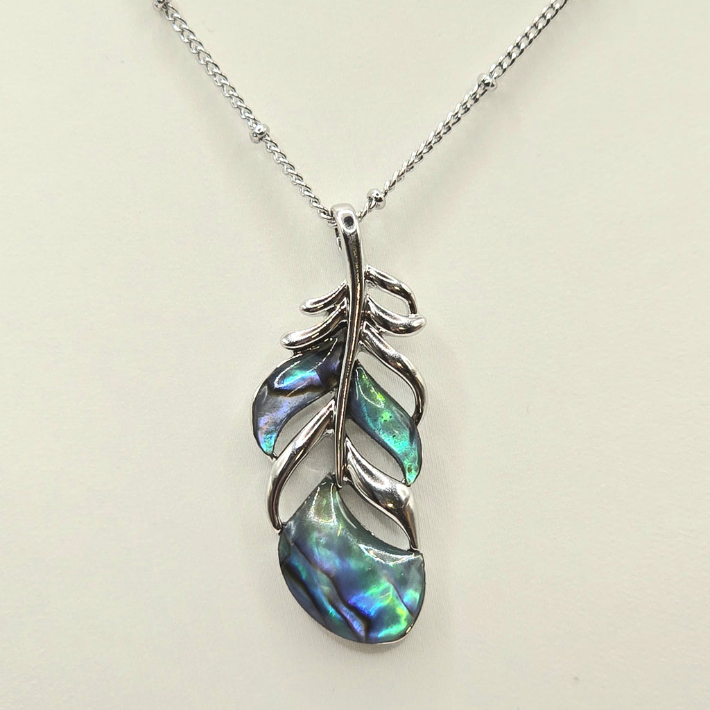 Damen Kette Messing silberfarben Abalone Detail