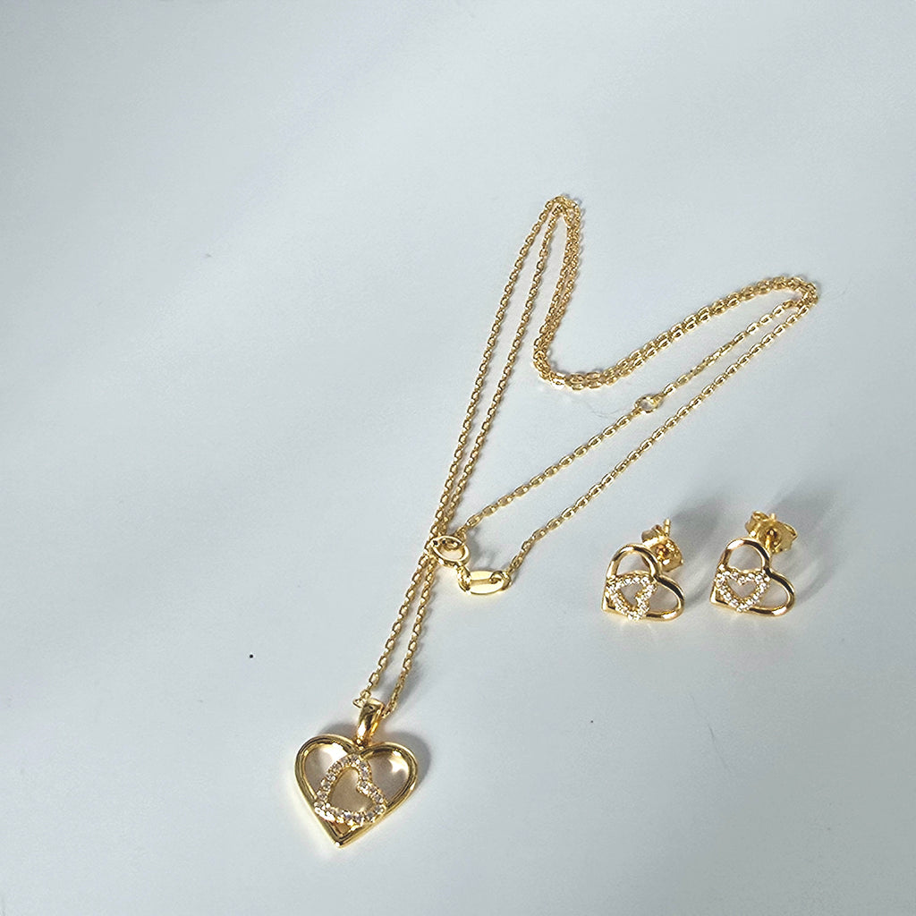 Damen_Kette_Ohrring_Set_Silber_Vergoldet clean by DAVUTA