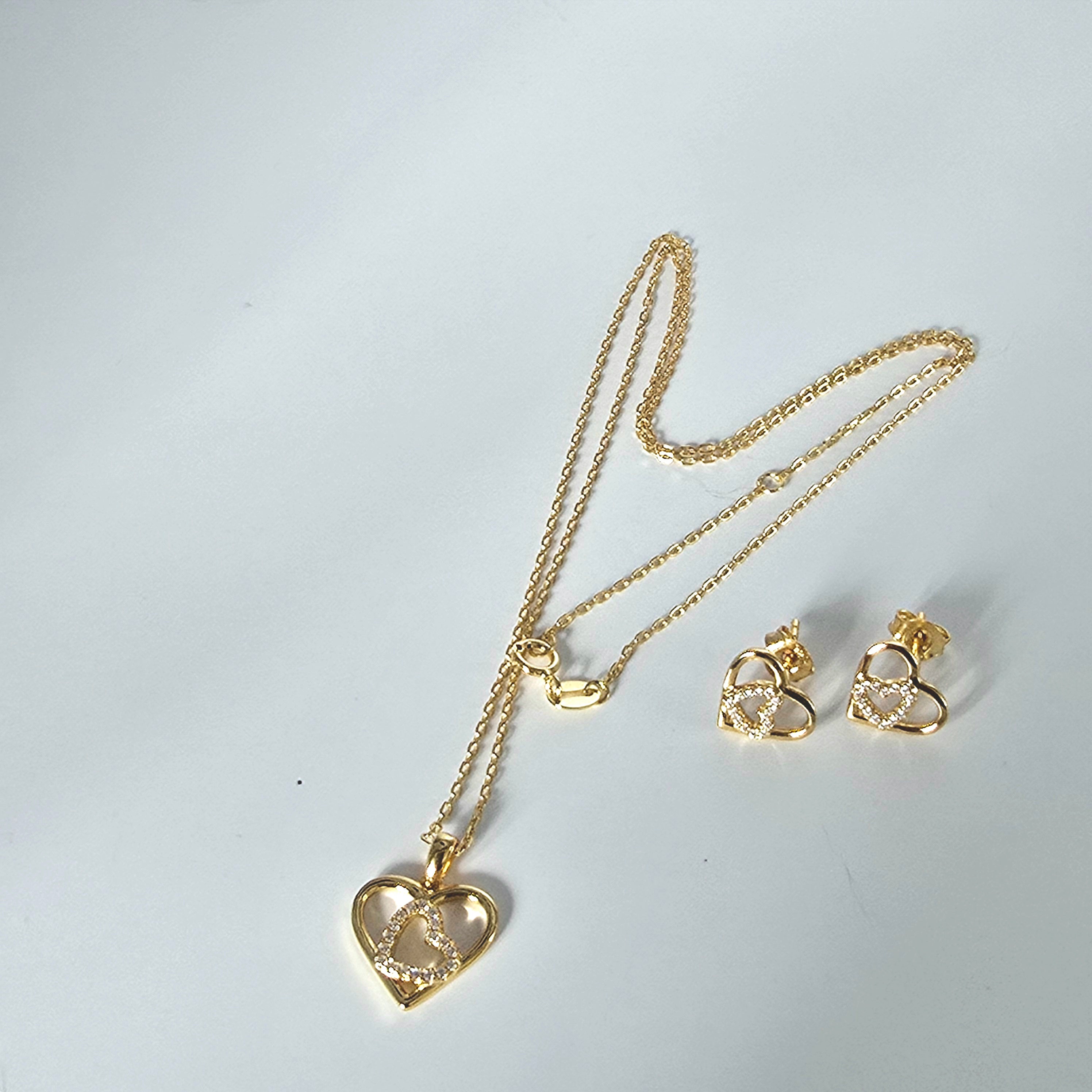 Damen_Kette_Ohrring_Set_Silber_Vergoldet clean by DAVUTA