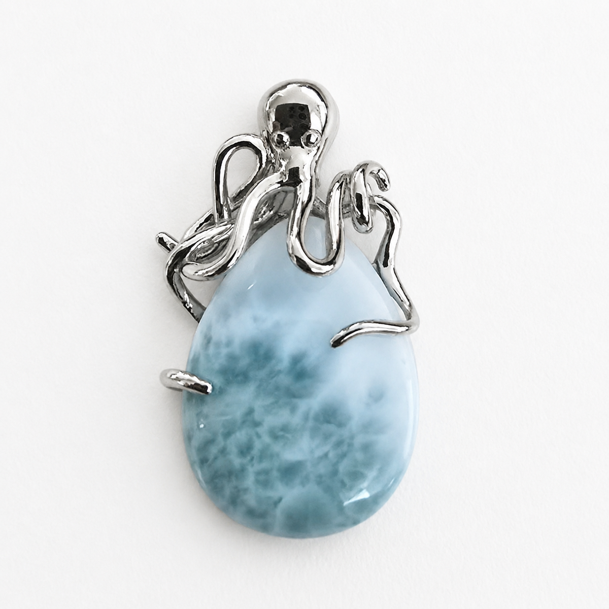 Damen Kette Oktopus mit Larimar Silber Anhänger Detail by DAVUTA