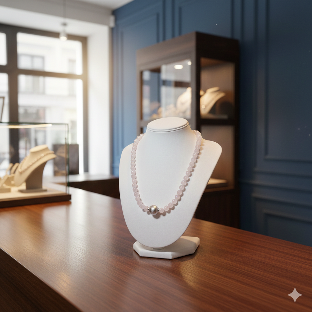 Damen Kette Rosenquarz Systemkette Silber Heide Heinzendorff by DAVUTA