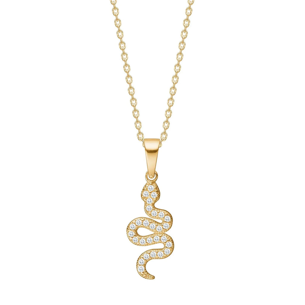 Damen Kette Schlange / Collana con Serpente  / 8 K Gold / Zirkonia / Zart mystisch
