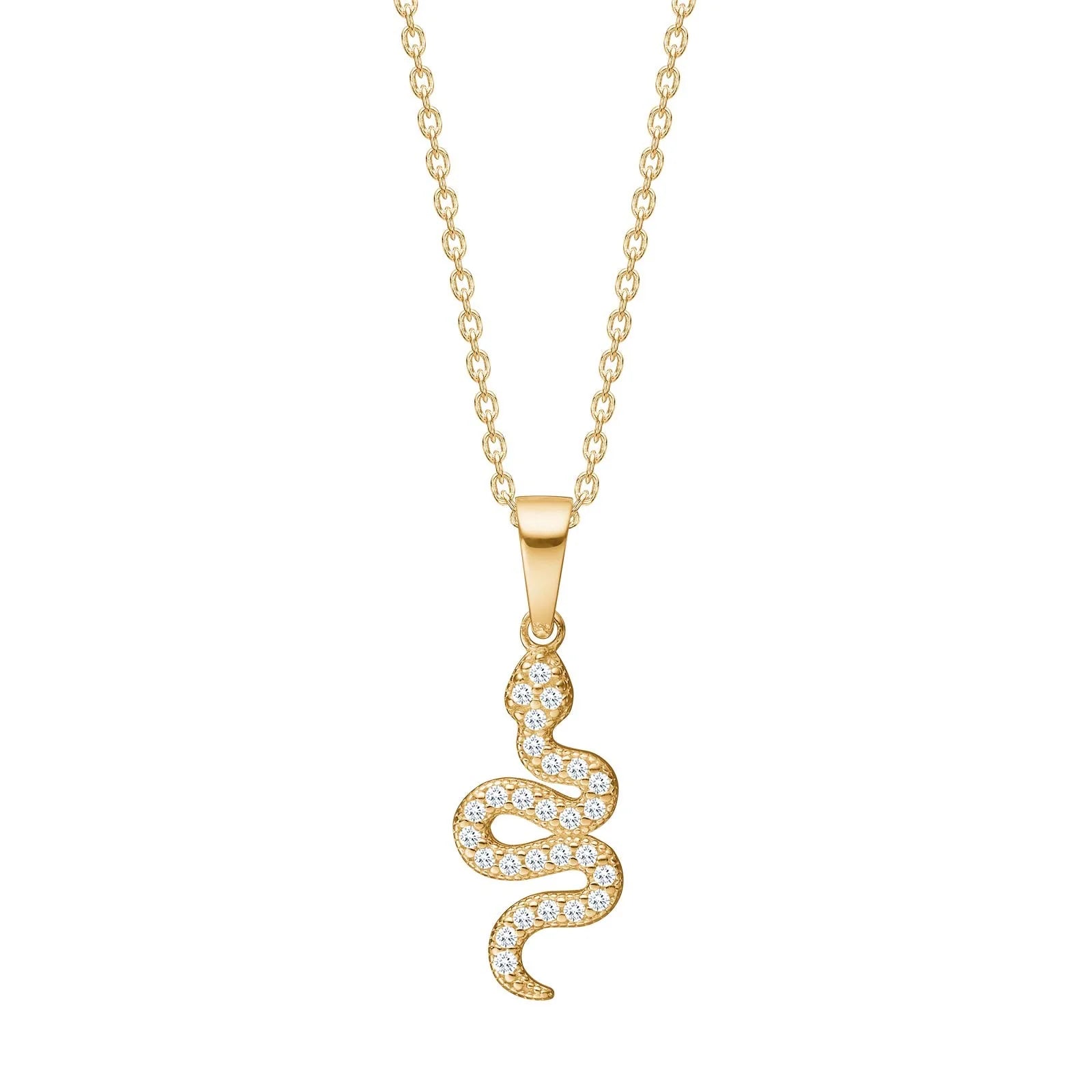 Damen Kette Schlange / Collana con Serpente  / 8 K Gold / Zirkonia / Zart mystisch