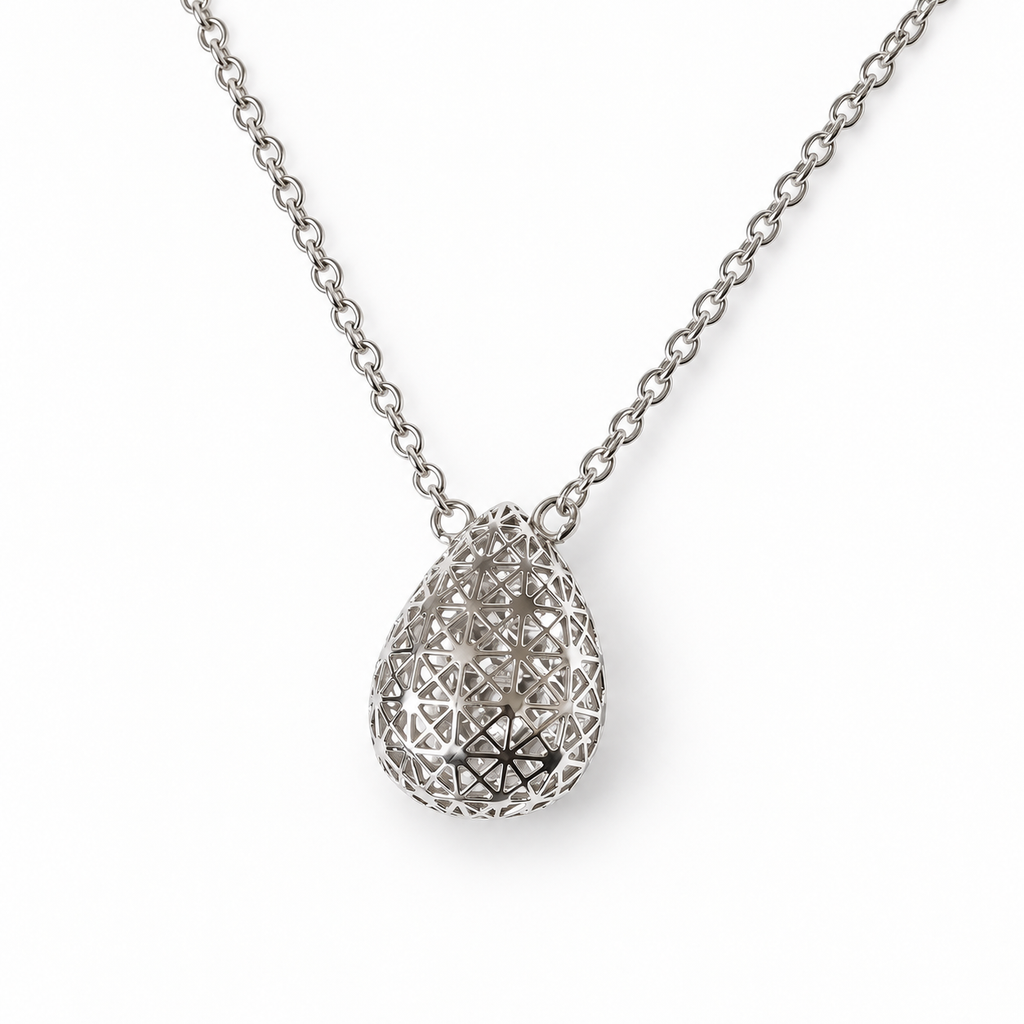 Damen Kette Tropfen 3 D silber DAVUTA Detail