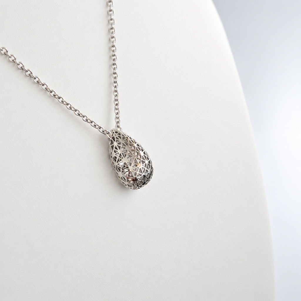 Damen Kette Tropfen 3 D silber DAVUTA seitlich