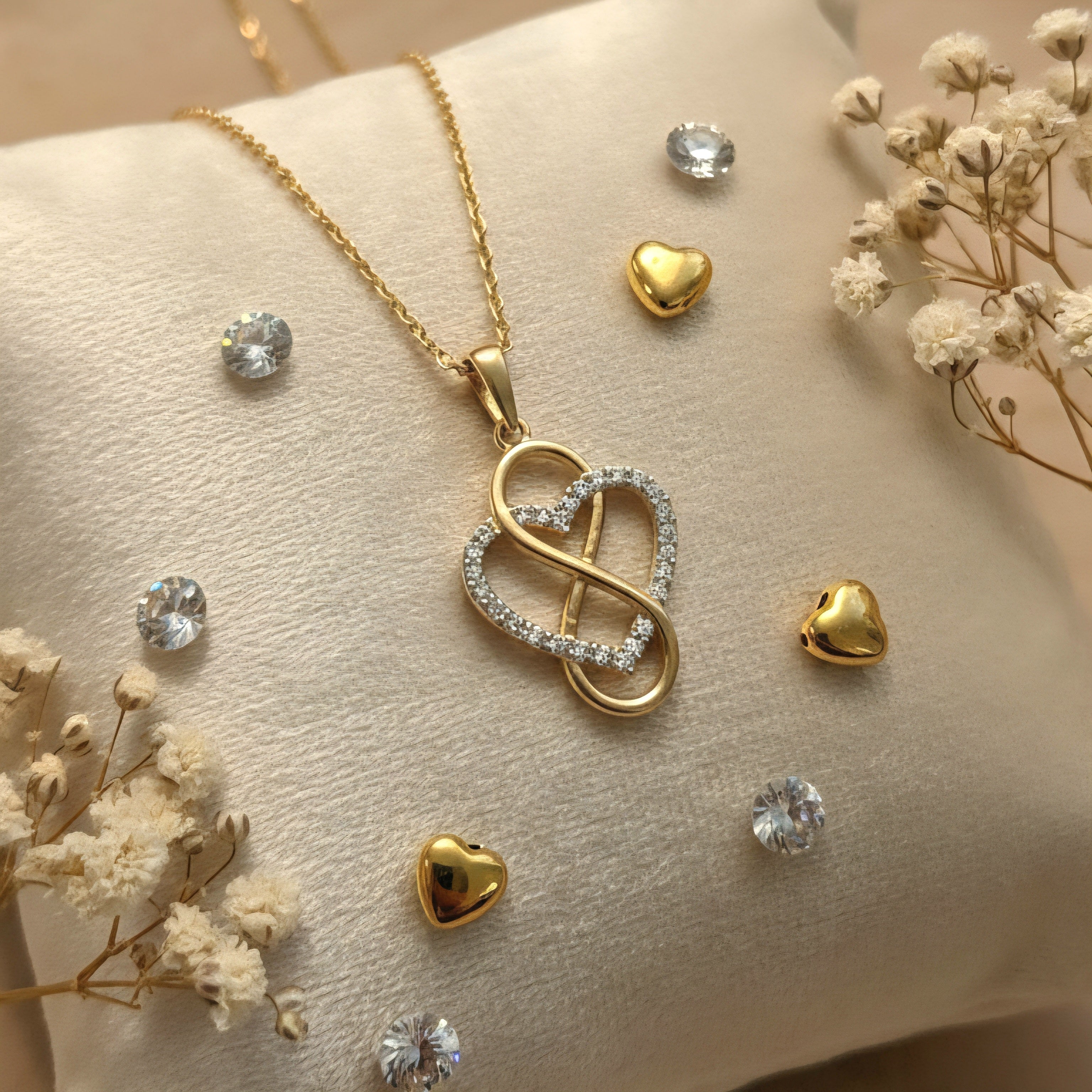 Damen Kette Herz Infinity 8 K Gold mit Zirkonia by DAVUTA