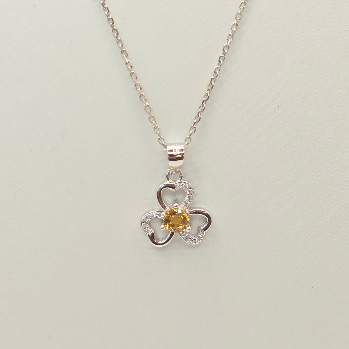Damen Kette mit Anhänger Blume Citrin Silber DAVUTA Detail clean