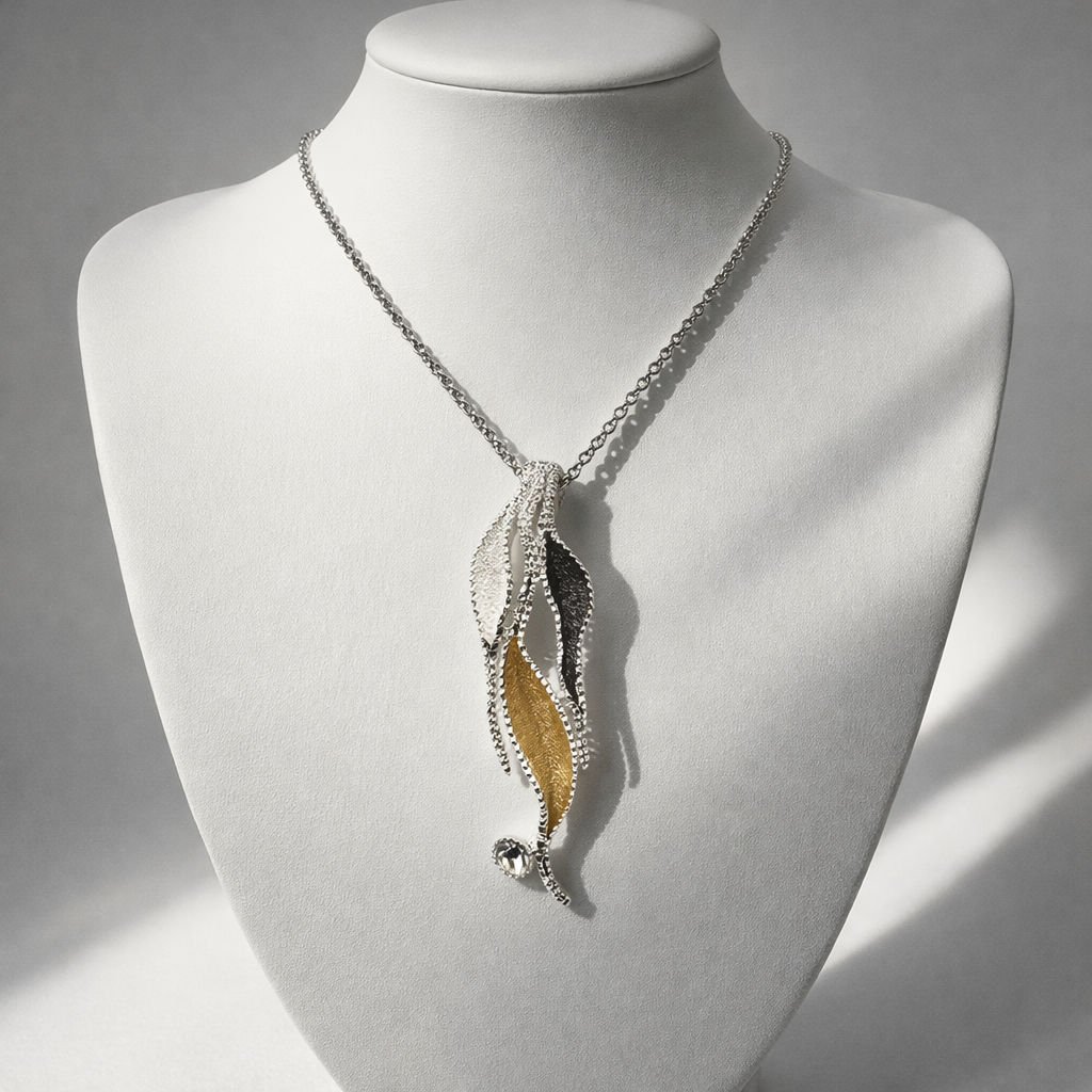 Damen Kette mit Anhänger Edelstahl versilbert by DAVUTA