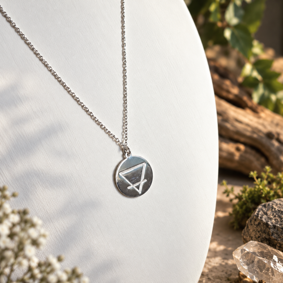 Damen Kette mit Anhänger Element Erde Silber DAVUTA Rückseite