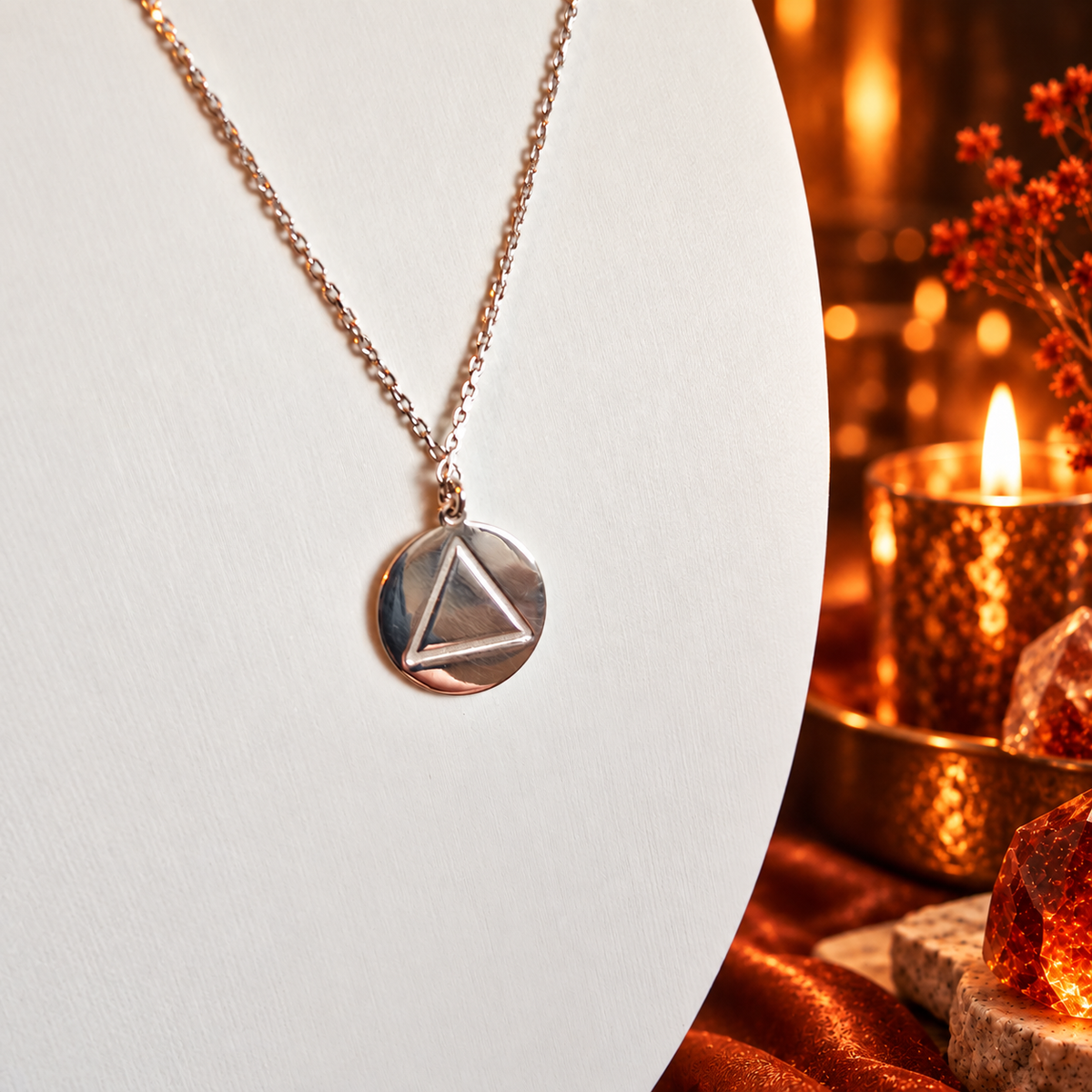 Damen Kette mit Anhänger Element Feuer Silber DAVUTA Rückseite
