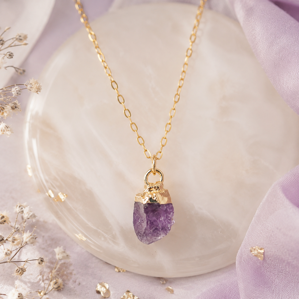 Damen Kette mit Anhänger Geburtsstein Februar Amethyst DAVUTA