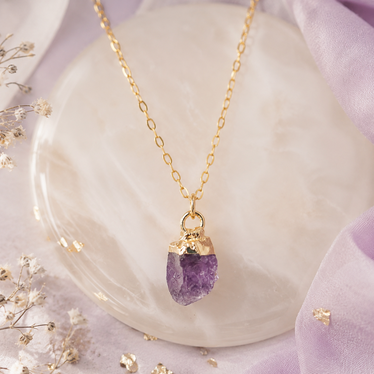Damen Kette mit Anhänger Geburtsstein Februar Amethyst DAVUTA