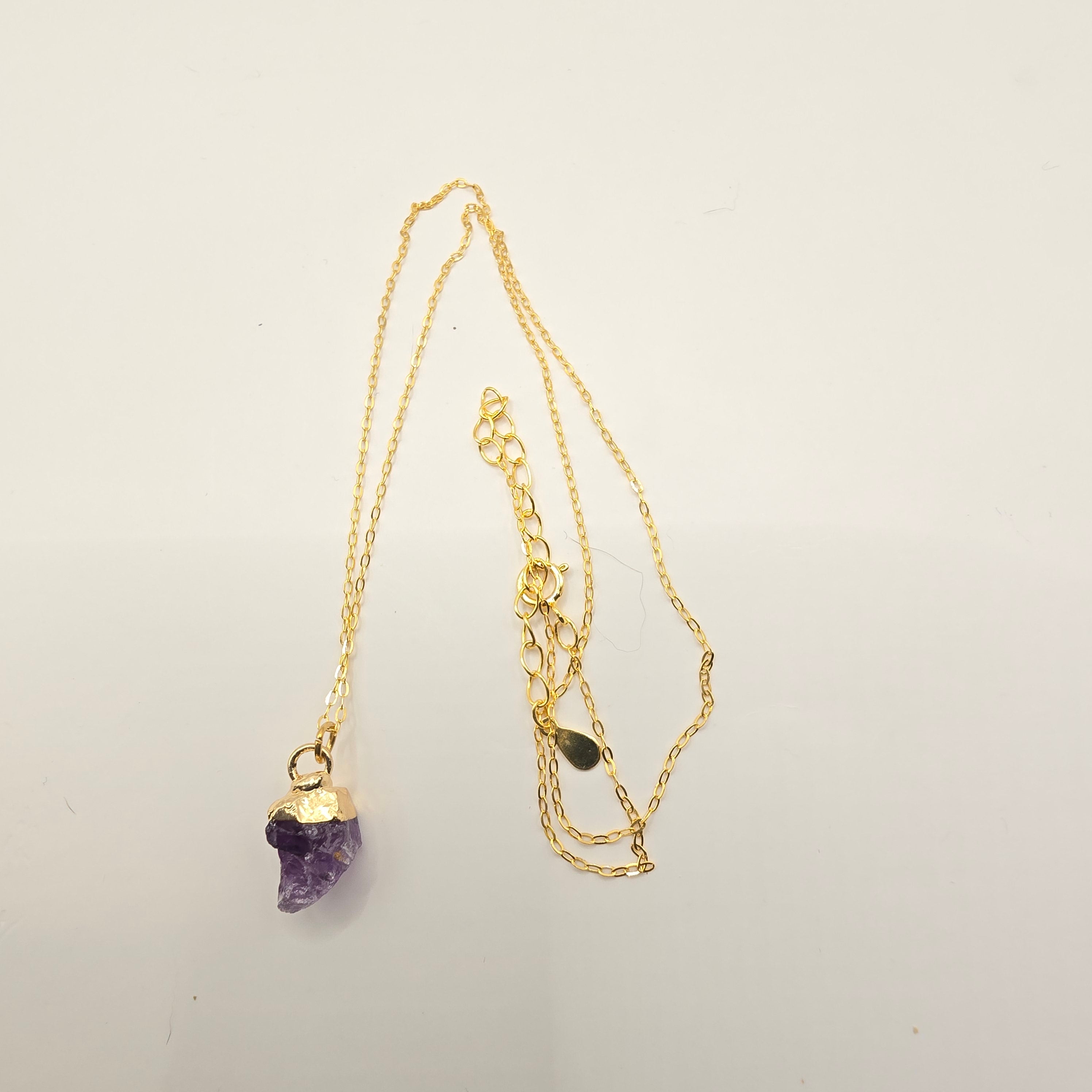 Damen Kette mit Anhänger Geburtsstein Februar Amethyst vergoldet DAVUTA Details
