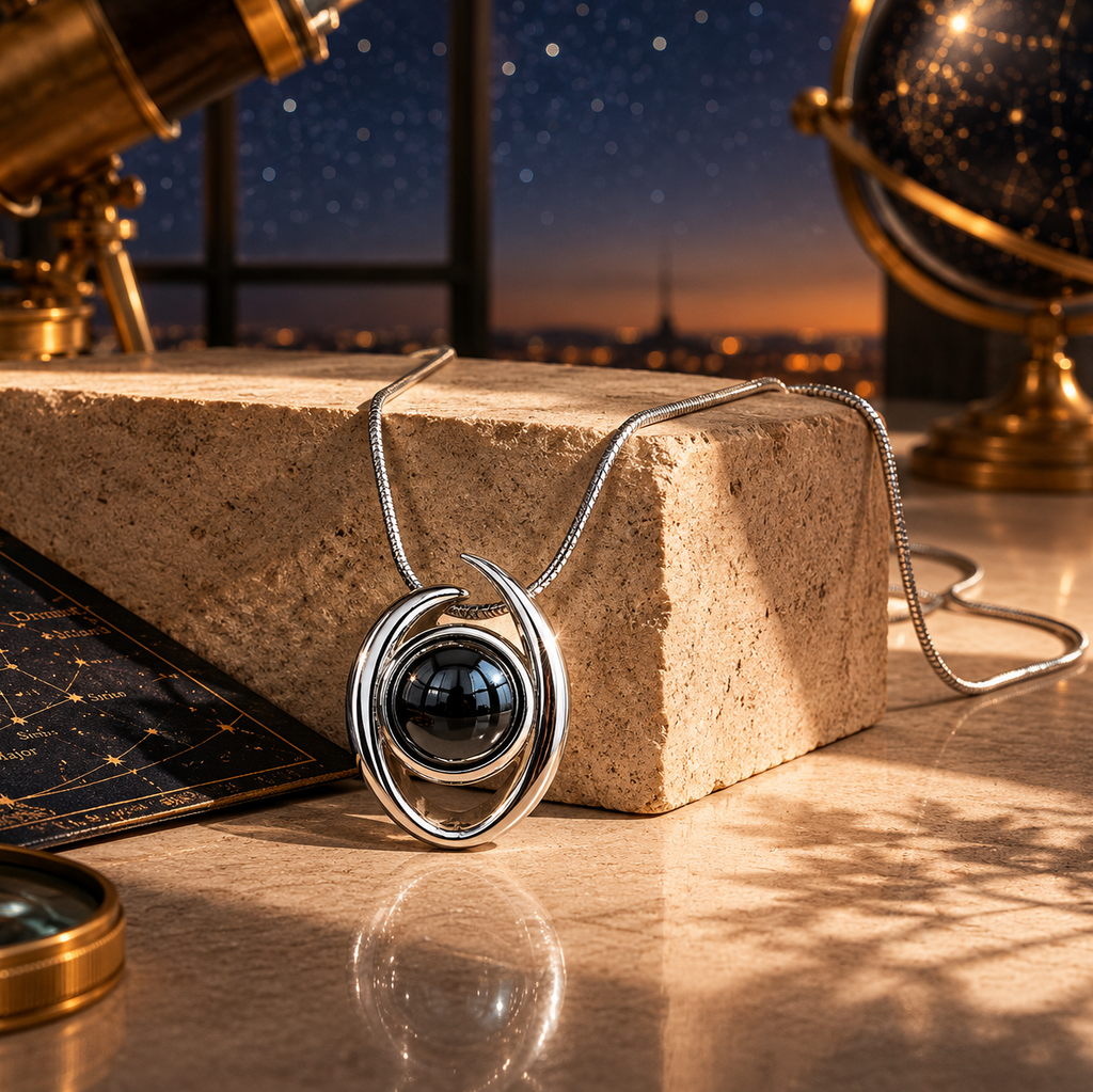 Damen Kette mit Anhänger Hämatit Kugel Silber by DAVUTA