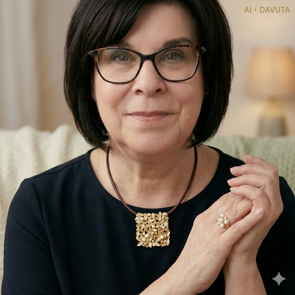 Damen Kette mit Anhänger Quadrat mit Lederband  am Model by DAVUTA
