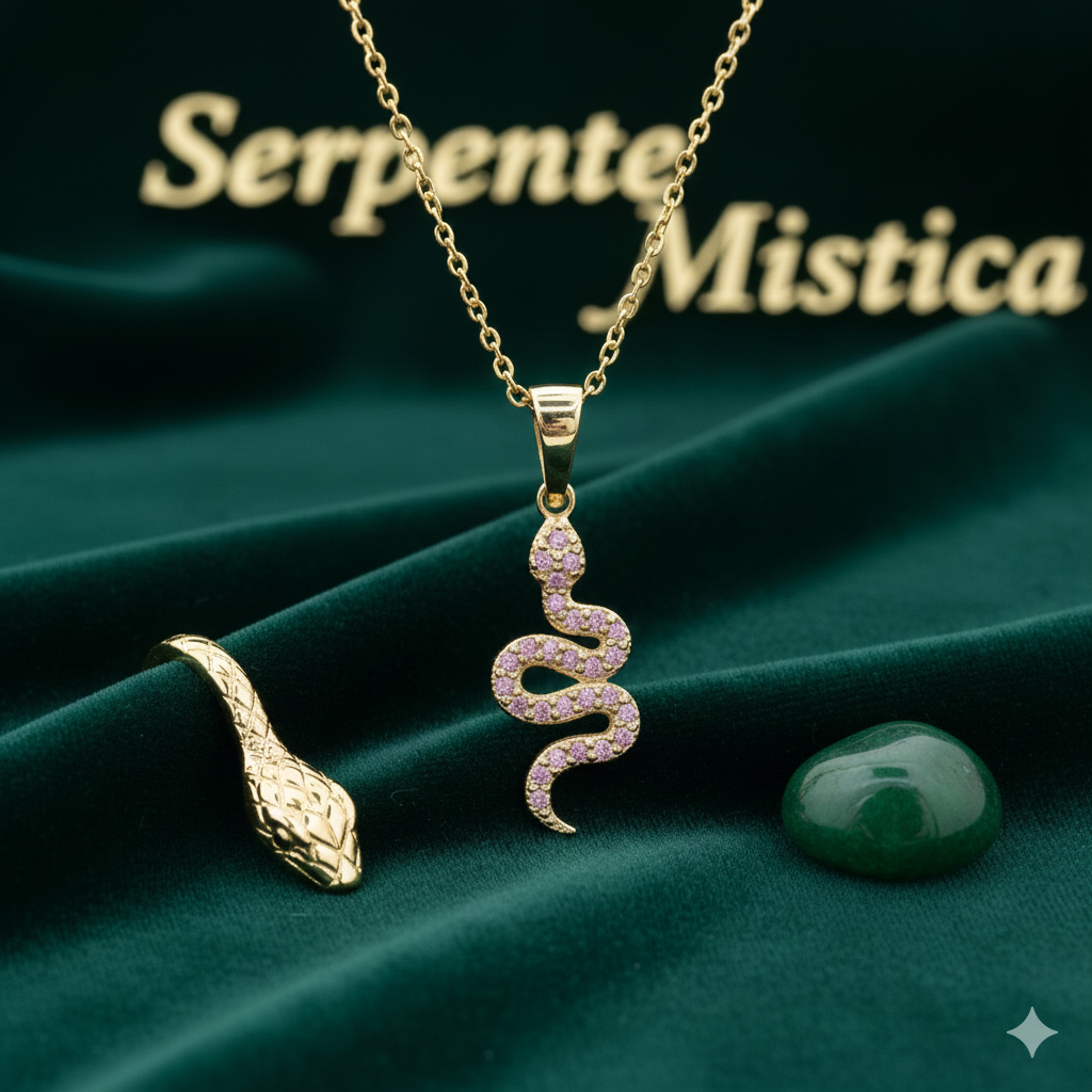 Damen Kette mit Anhänger Schlange echtes Gold 333er mit Zirkoniasteinen by DAVUTA Spirit Jewellery
