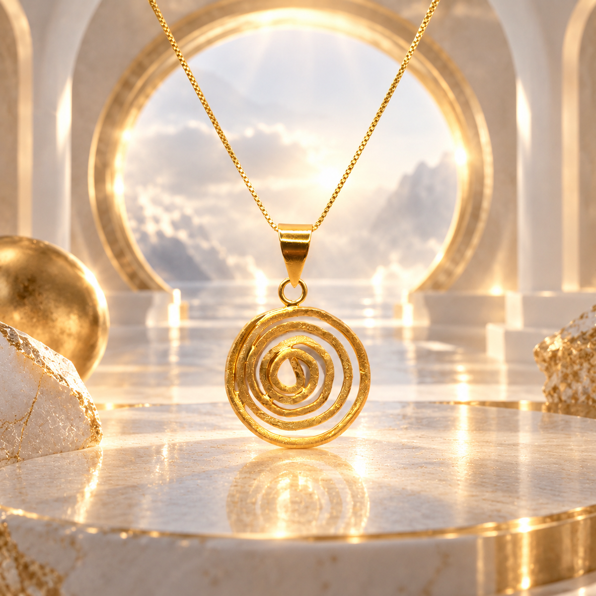 Damen Kette mit Anhänger Spirale Portal Silber vergoldet by DAVUTA