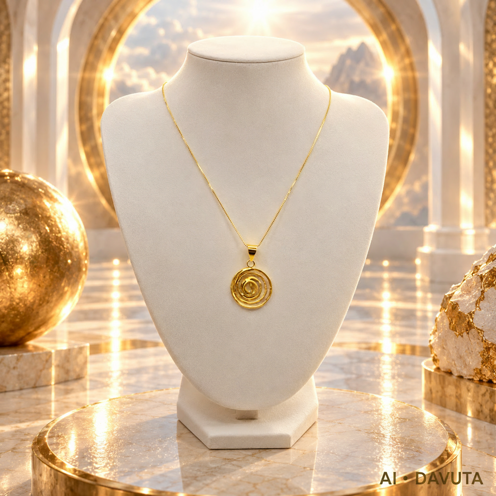Damen Kette mit Anhänger Spirale Portal Silber vergoldet an Büste by DAVUTA