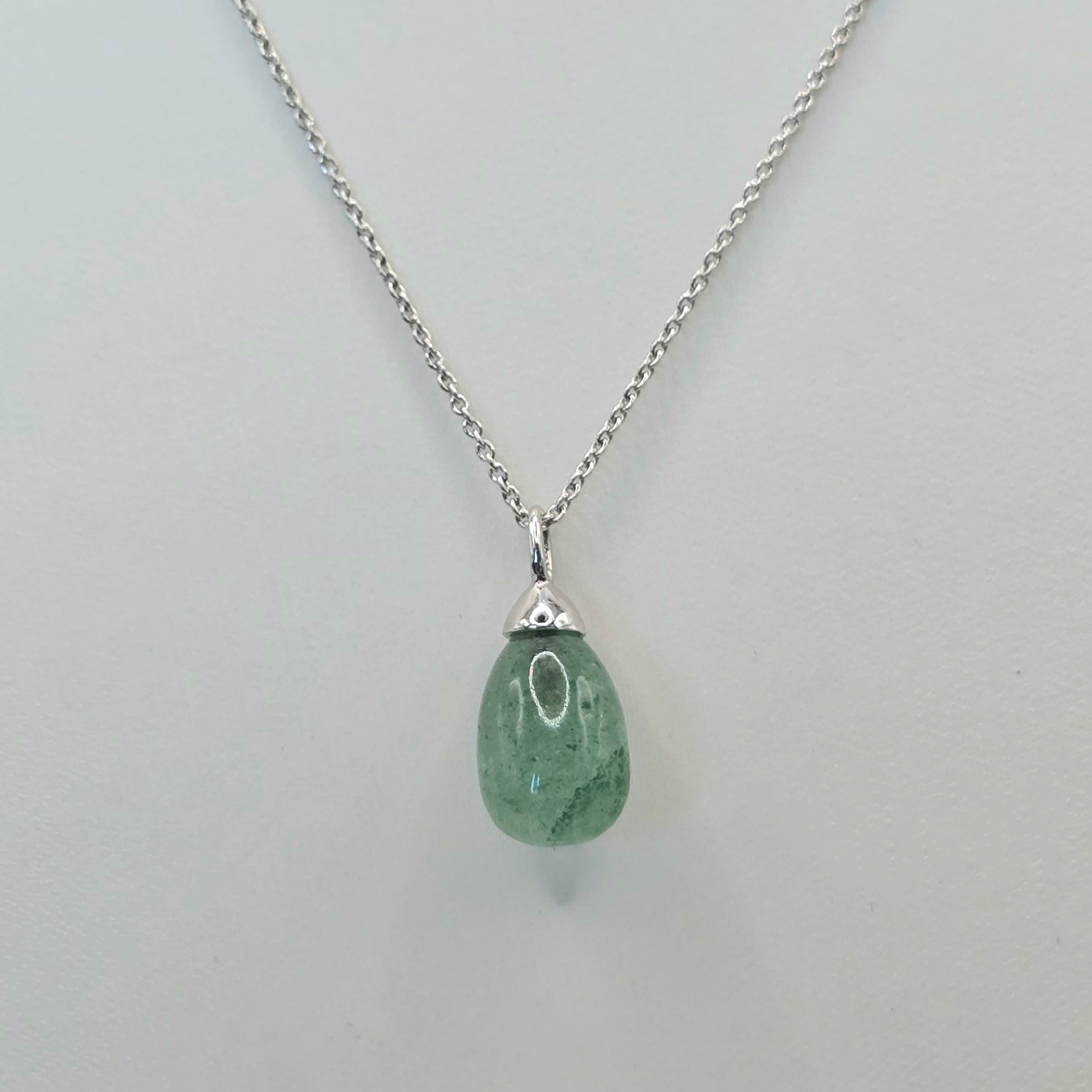Damen Kette mit Anhänger Tropfen Aventurin Silber clean nah by DAVUTA