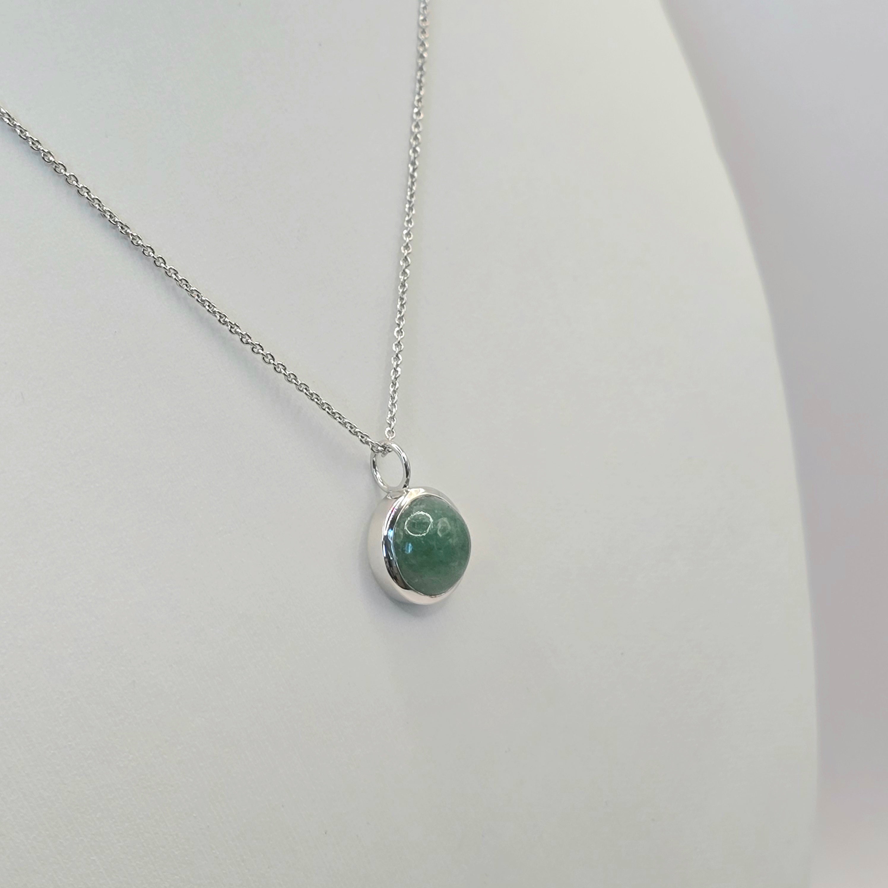 Damen Kette mit Anhänger grüner Aventurin rund in silber clean by DAVUTA