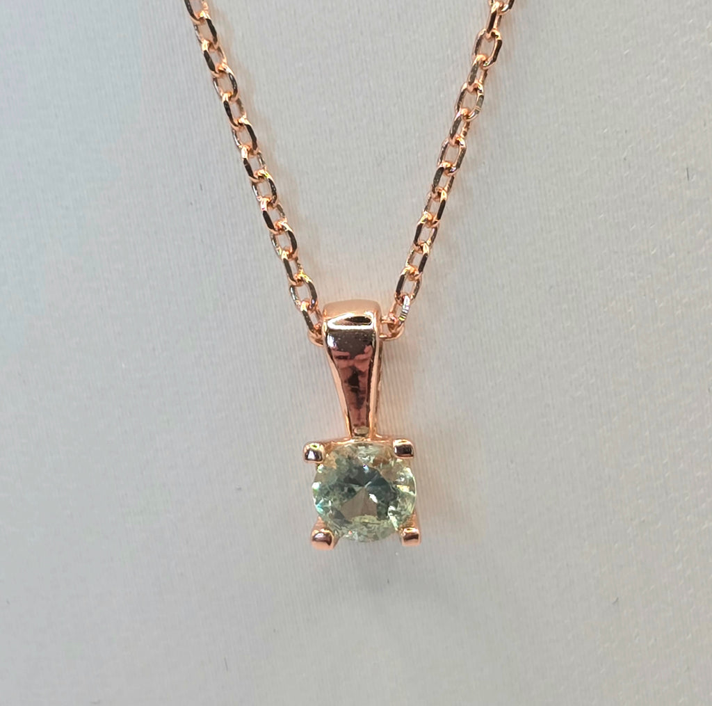 Damen Kette mit Anhänger grüner Zirkonia Rosevergoldet clean nah