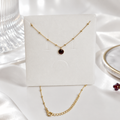 Damen Kette mit Anhänger rund Granat Silber vergoldet by DAVUTA