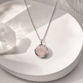 Damen Kette mit Anhänger rund Rosenquarz silber by DAVUTA