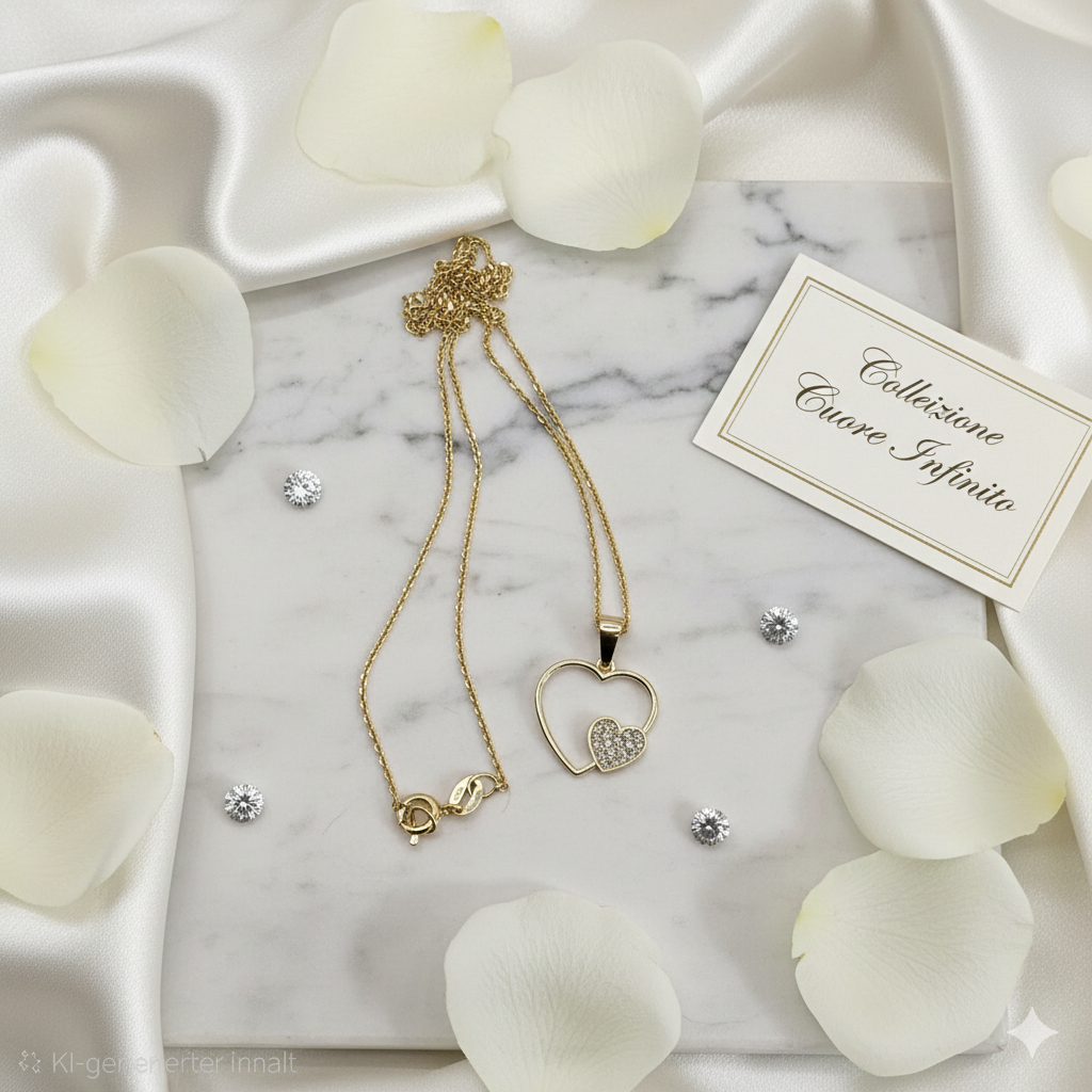 Damen kette mit Herz in Herz Zirkonia vergoldet Vinczenza by DAVUTA Spirit Jewellery