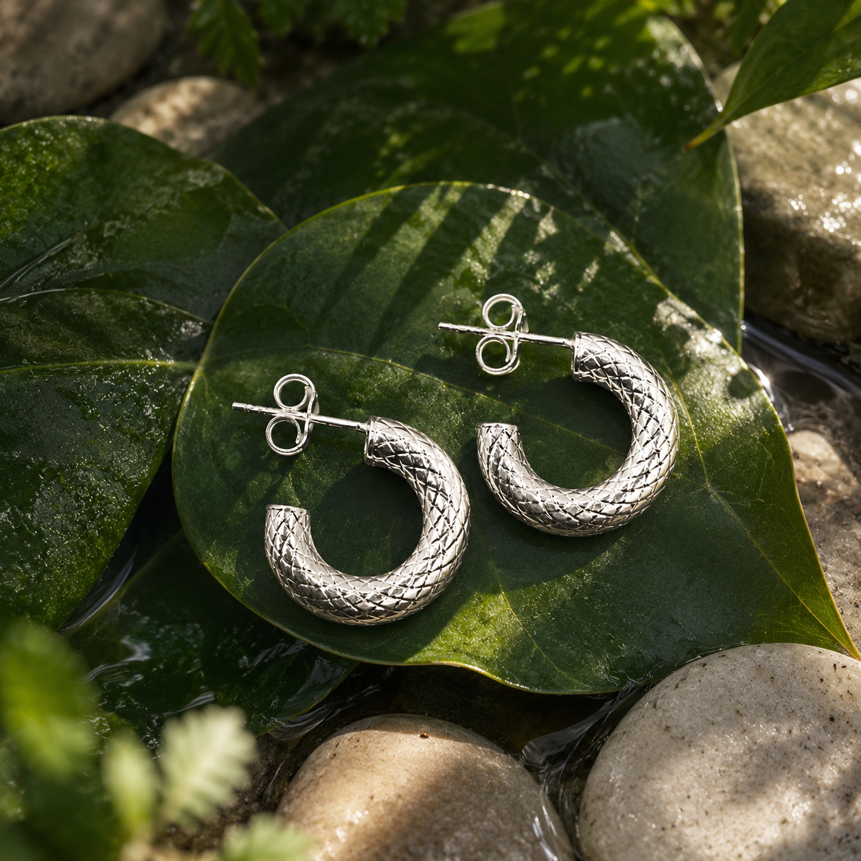 Damen Ohrring Creole 925er Silber Schlangenoptik by DAVUTA