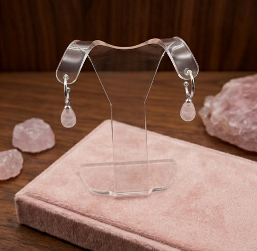 Damen Ohrring Rosenquarz und Silber by DAVUTA