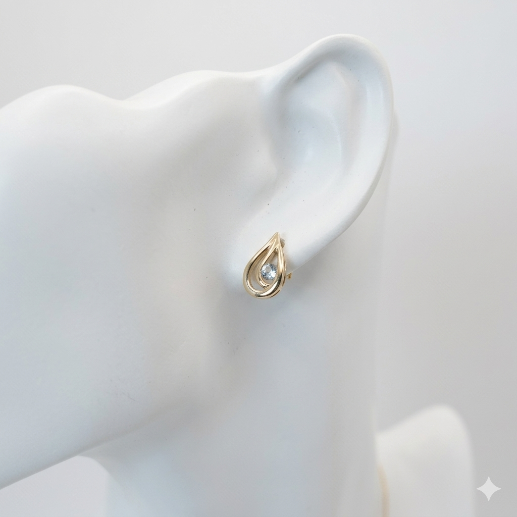 Damen Ohrringe 8 K Gold mit Blauem Topas an Büste by DAVUTA