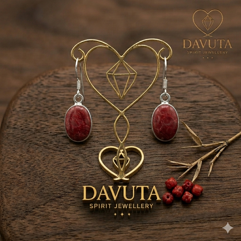 Damen Ohrringe Silber mit Schaumkoralle rot Cabochon by DAVUTA
