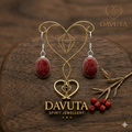 Damen Ohrringe Silber mit Schaumkoralle rot Cabochon by DAVUTA