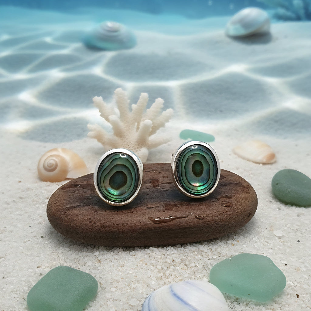 Damen Ohrstecker Abalone in silberner Fassung DAVUTA