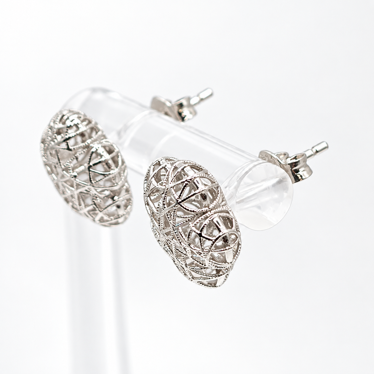 Damen Ohrstecker Blume 3-D Silber DAVUTA clean Detail