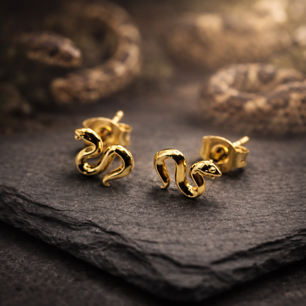 Damen Ohrstecker Schlange silber vergoldet by DAVUTA