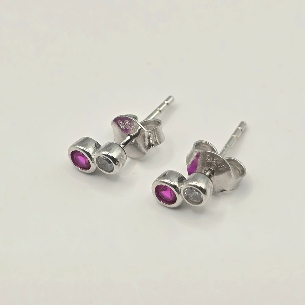 Damen Ohrstecker Ohrringe silber mit rosa_weiß Zirkonia clean by DAVUTA