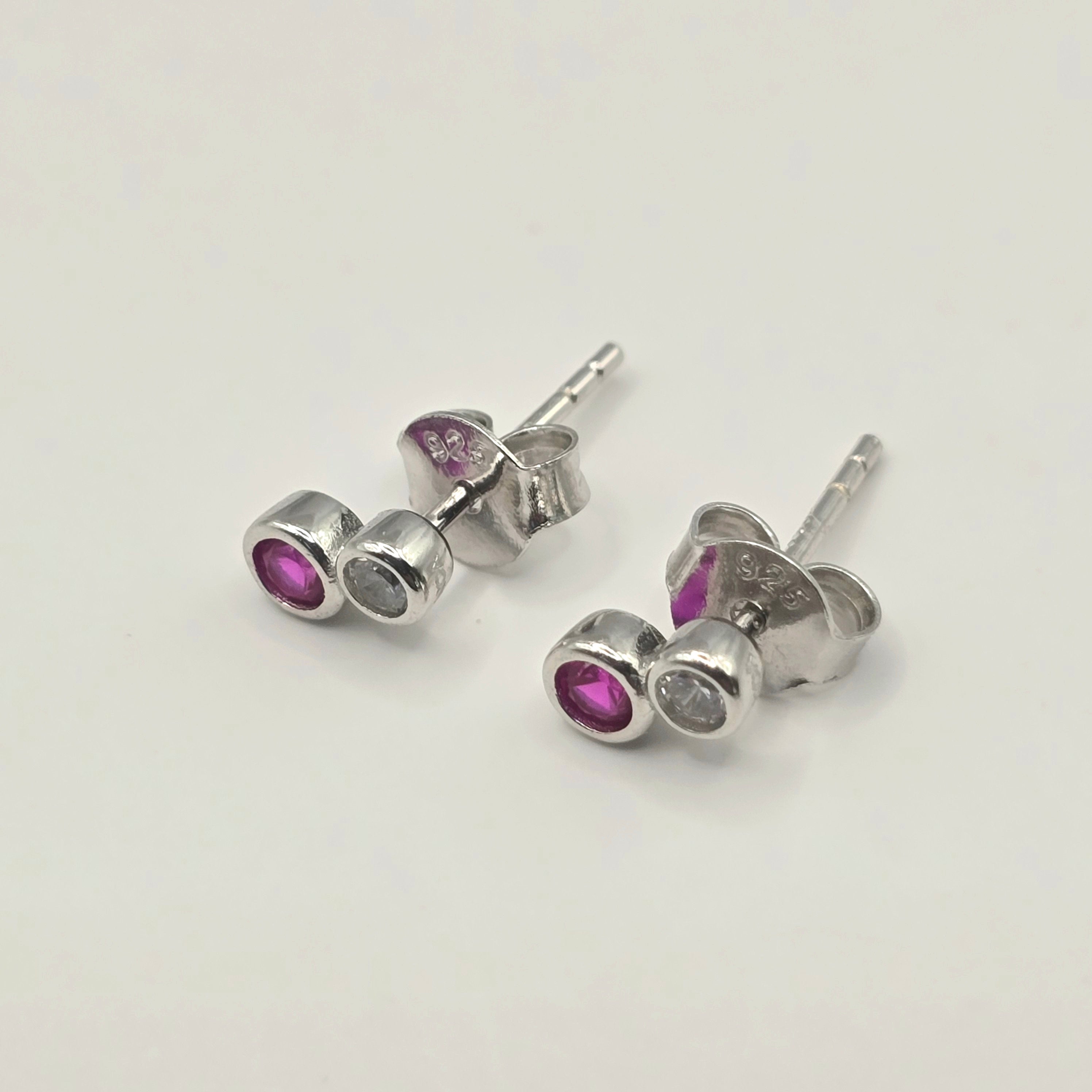 Damen Ohrstecker Ohrringe silber mit rosa_weiß Zirkonia clean by DAVUTA