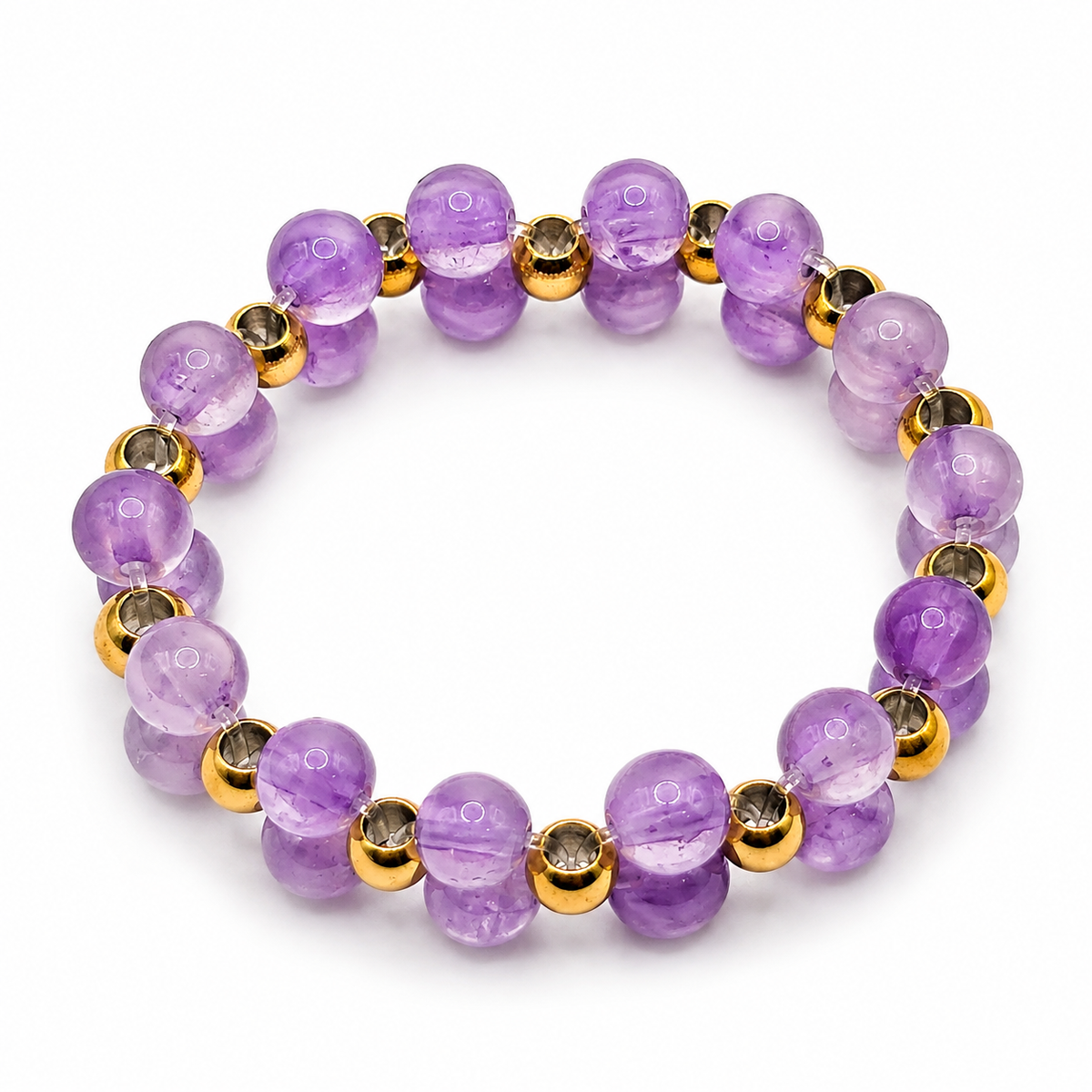 Damen Ring Amethyst Edelstahl Perlen clean