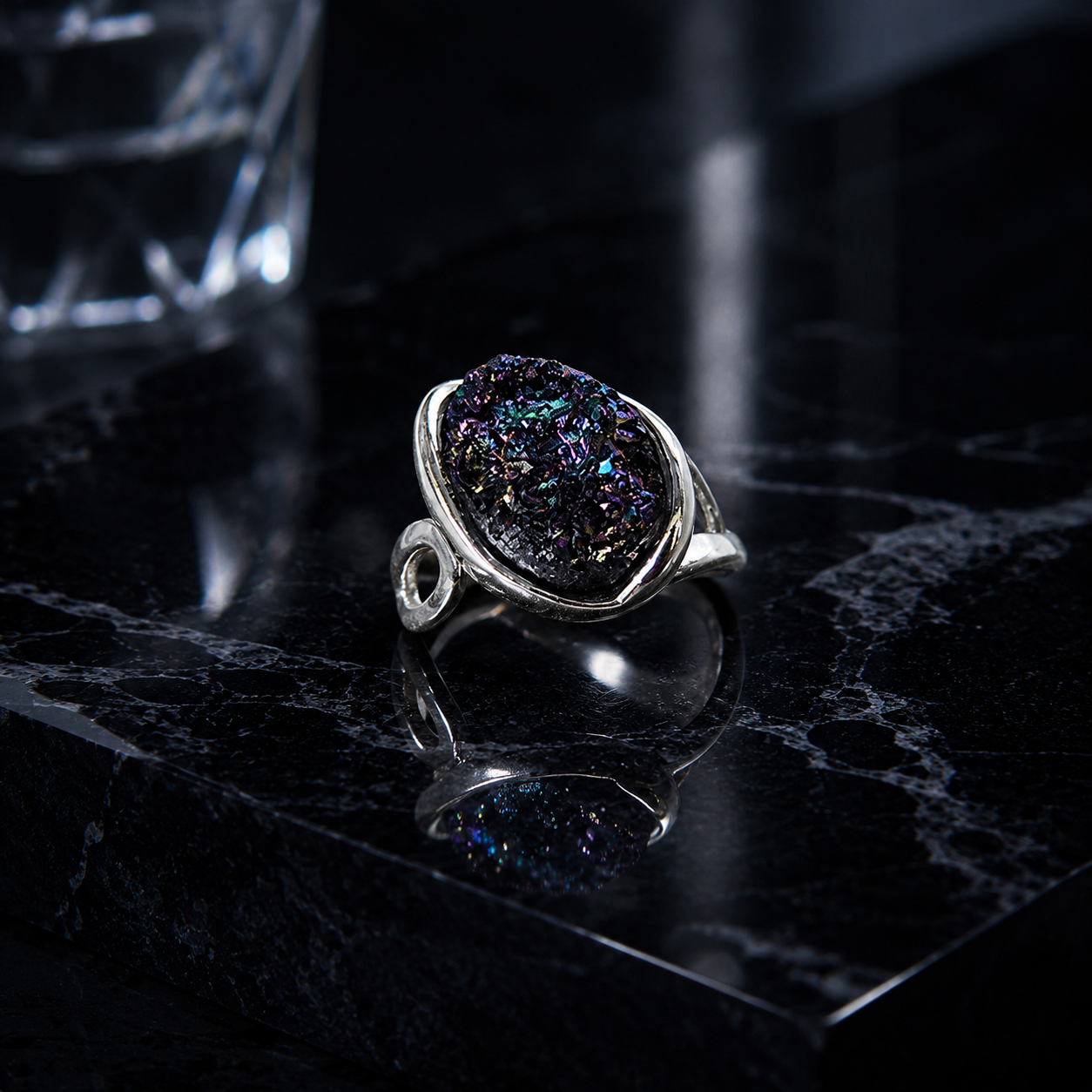 Damen Ring Druse Titanium silber by DAVUTA