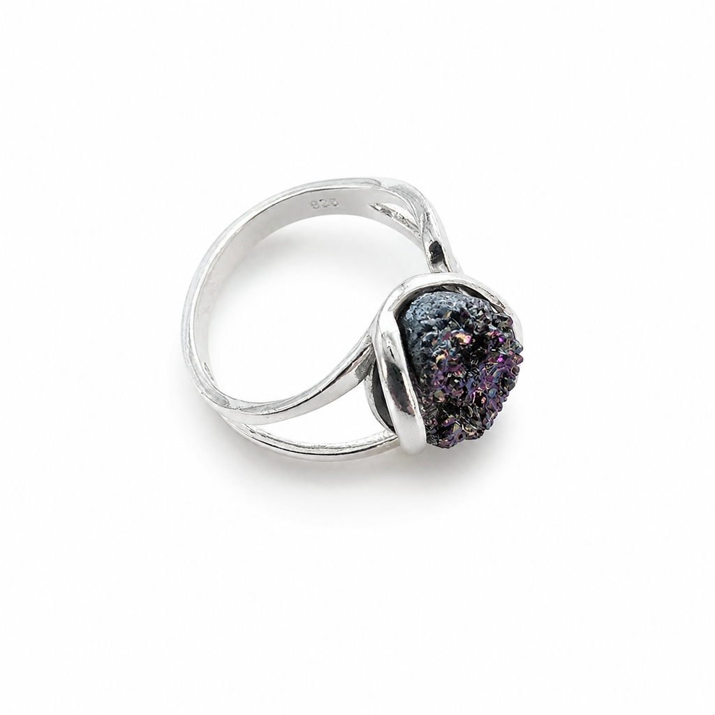 Damen Ring Druse Titanium silber clean 1 by DAVUTA