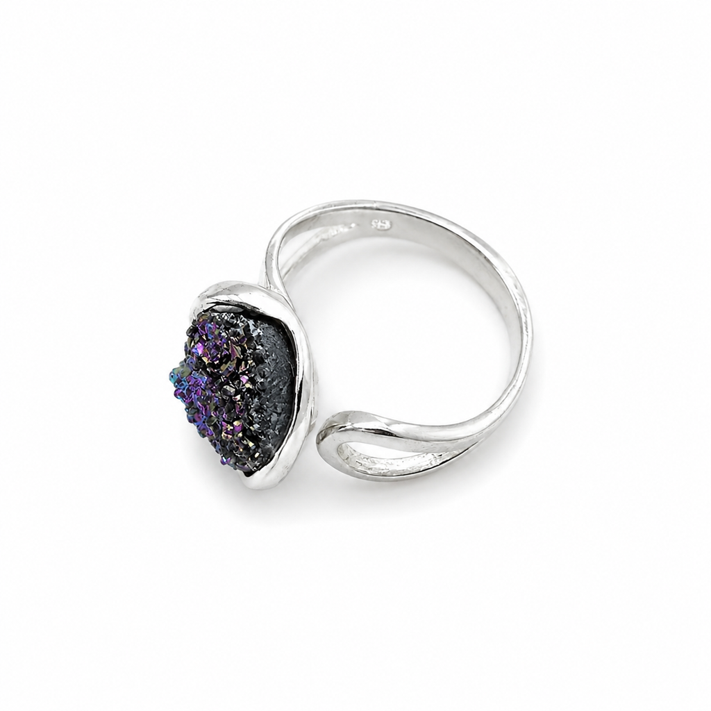 Damen Ring Druse Titanium silber clean 2 by DAVUTA