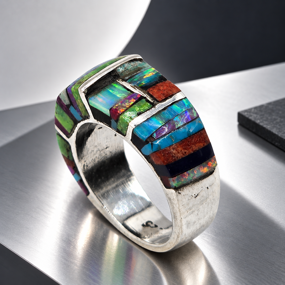 Damen Ring Edelsteinmix Unikat Silber Statement stehend
