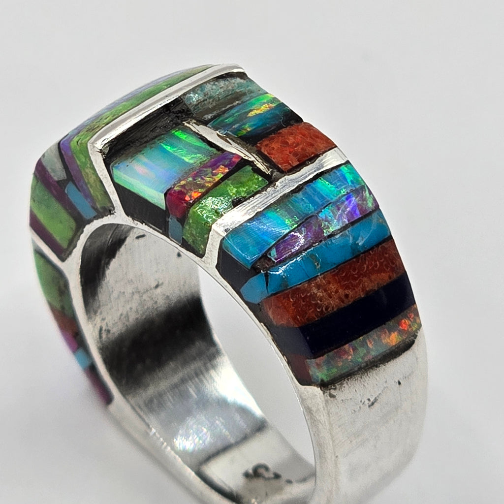 Damen Ring Edelsteinmix Unikat Silber Statement stehend clean